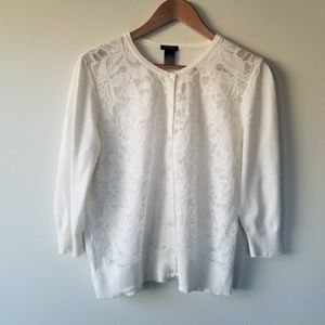 Ann Taylor: White lace patterned cardigan – XL